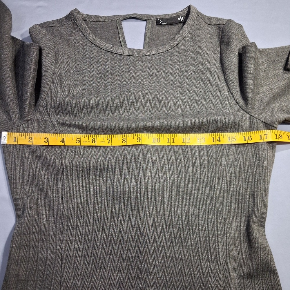 Noir Womens Sheath Dress Sz M Gray Herringbone 3/4 Sleeve Poly/Viscose Spandex - Picture 4 of 16